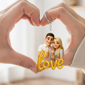 Cartoon Couple Keychain - Custom Photo Gifts For Couple 03pgta070825-Homacus