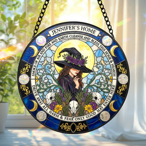 Blessings Witch House Stained Glass Suncatcher, Personalized Gifts For Witch Lovers 01qhtn080825