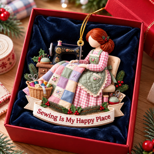 Sewing Girl Acrylic Ornament - Personalized Christmas Gifts For Sewing Lovers 02pgqn241026