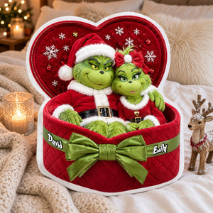 Festive Couple Red Gift Box Pillow - Personalized Christmas Gift For Couples 04PADH150926