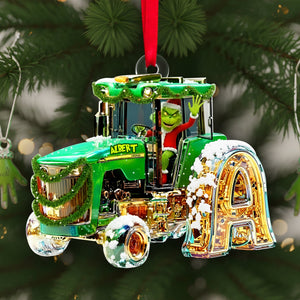 Green Tractor Initials Ornament - Personalized Christmas Gifts 01TGLU110925