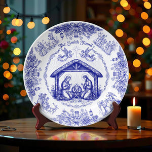 Personalized Christmas Round Plate For Christian Family Ceramic 01paqn260925