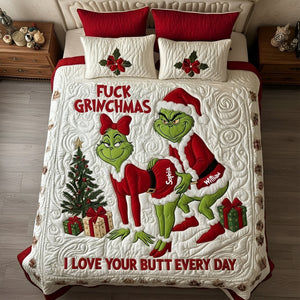 Cheeky Green Couple Quilt Bedding Set - Personalized Gift For Couples 02TGLU271125