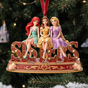 Lovely Fairy Tale Princesses Sisters Acrylic Ornament - Personalized Christmas Gifts For Sisters 02nata201026