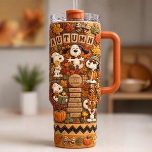 Autumn Leaves Falling Colorful 40oz Tumbler With Handle - Personalized Gifts 01patn070926