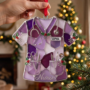 Sea Glass-Style Nurse Scrub Christmas Ornament - Personalized Christmas Gift For Nurse 01pgtn141026