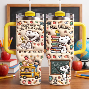 See With Heart Teacher 40oz Tumbler With Handle - Personalized Gifts For Teacher 05QHDH050826