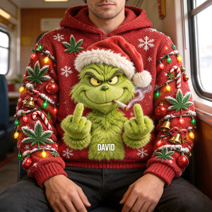 Grouchy Mischief Smoking Hoodie - Personalized Christmas Gifts 04natn180926