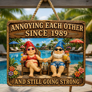 Relaxing Old Couple Metal Sign - Personalized Anniversary Gifts For Couples 02NADT170626-Homacus