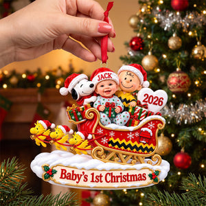Baby Sleigh Acrylic Christmas Ornament - Personalized Gifts For Family 04TYTN021026