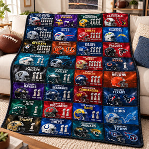 Professional Team Helmets Arranged In A Grid Pattern Blanket - Personalized Gifts For Sport Lovers 01halu031026