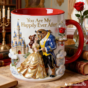 Kissing Fairytale Couple Coffee Mug - Personalized Gift For Couples 01OHLU080126