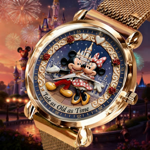 Cute Fairytale Couple Mesh Trap Quartz Watch - Personalized Gift For Couples 04TGLU220126