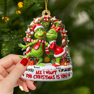 Lovely Couple Kissing Under The Mistletoe Acrylic Ornament - Personalized Gifts For Couples 06tyqn030826