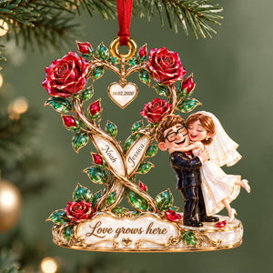 Happy Wed Love Grows Ornament, Personalized Gifts For Couple 03qhdh220926