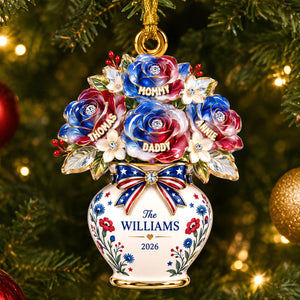 Patriotic Flower Vase Ornament, Personalized Gifts For Family 01qhdh120926