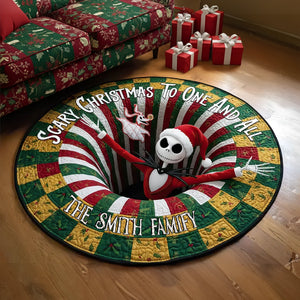 Haunted Holiday Family Round Mat - Personalized Christmas Gifts 02HULU250925
