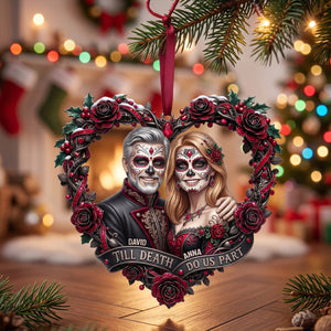 Skull Love Couple Christmas Ornament - Personalized Gift For Couples 05TYTN090926 - Ornament - GoDuckee