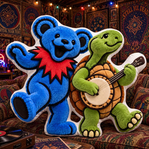 Grateful Dead Blue Dancing Bear And Green Turtle Custom Shaped Pillow - Personalized Gifts For Rock Lovers 03nalu201026