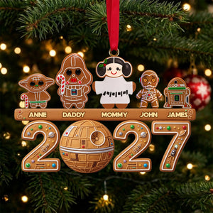 Lovely Legend Gingerbread Family Exploring The Interstellar Acrylic Ornament - Personalized Christmas Gifts For Family 05hulu090926
