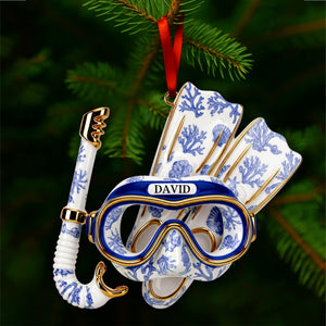 Deep Sea Diver's Toile Christmas Ornament - Personalized Gifts For Scuba Diving Lovers 03PGLU201025-Homacus