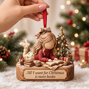 Bookish Girl Christmas Custom Shape Ornament - Personalized Gifts For Book Lovers 01PGTN131026