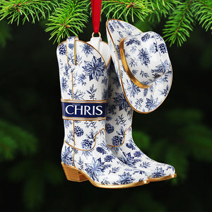 Personalized Gifts For Christmas, Cowboy Cowgirl Toile de Jouy Acrylic Ornament 01pgta011025