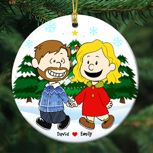 Kissing Couple Circle Ceramic Ornament - Personalized Gifts For Couple 01acac091124-Homacus