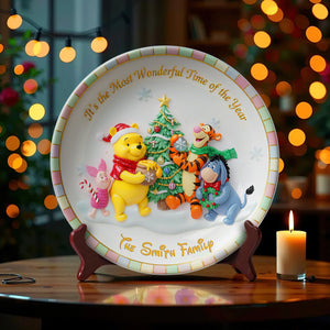 Wonderful Time Round Plate - Personalized Christmas Gift For Family 03PGLU171025