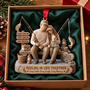 Attached Fishing Couple Wood Effect Ornament - Personalized Gifts For Fishing Lovers 04qhlu011026