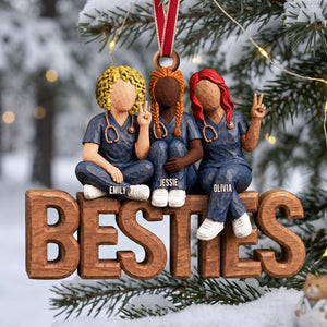 Bestie In Scrubs Wood Ornament – Personalized Gift For Nurses 03TTTA051026