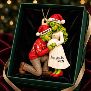 Furry Naughty Couple Pregnancy Announcement Baby Bump Ornament - Personalized Christmas Gifts For Couples 01tydt201026