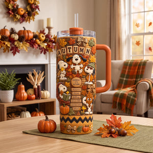Autumn Leaves Falling Colorful 40oz Tumbler With Handle - Personalized Gifts 01patn070926