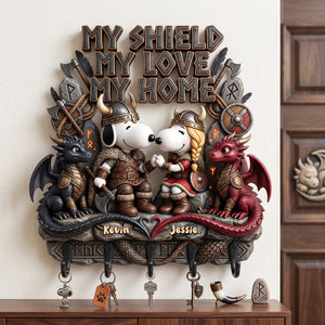My Shield My Love My Hom, Viking Couples Acrylic Key Hanger - Personalized Gifts For Couples 03pgta180726