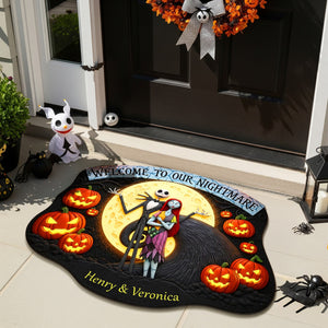 Spooky Couple Shape Doormat - Personalized Gifts For Halloween 01TGMG120825