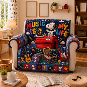 Music Is Life - Personalized Gifts For Music Lovers Quilted Sofa Cover 01PADH100726