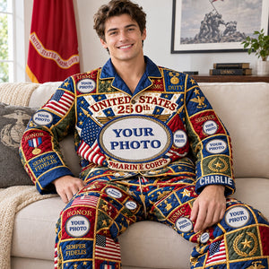 Patriotic Button Up Pajama Set - Personalized Christmas Gifts For Veterans 01palu070926