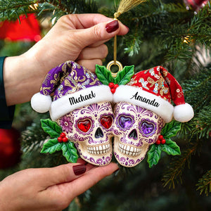 Personalized Gifts For Christmas, Skull Couple Acrylic Ornament 01pamg090925