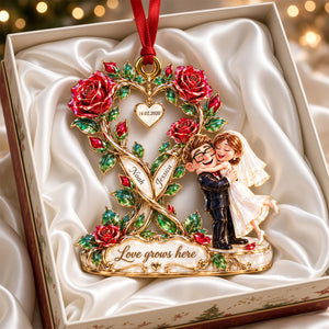 Happy Wed Love Grows Ornament, Personalized Gifts For Couple 03qhdh220926