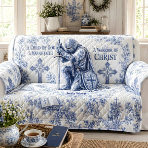 Sacred Templar Knight Toile De Jouy Quilted Sofa Cover, Personalized Gifts For Christians 02qhdt290626
