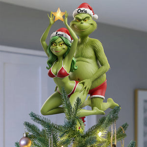 Naughty Couple Acrylic Christmas Tree Topper - Personalized Gifts For Couple 04ohta171125