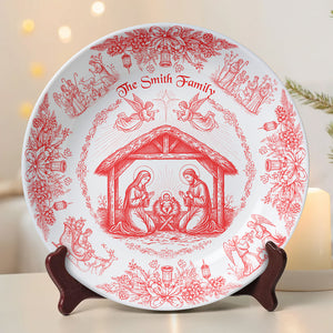 Personalized Christmas Round Plate For Christian Family Ceramic 01paqn260925