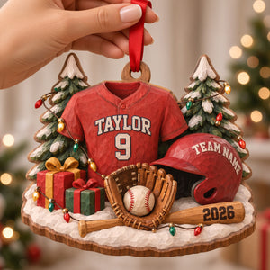 Batter Up Wood Effect Ornament, Personalized Gifts For Sport Lovers 04QHTN141026