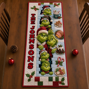 Playful Family Quilted Table Runner, Personalized Christmas Gifts For Family 02qhtn210826