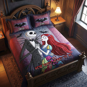 Enthusiastic Halloween Couple Quilt Bed Set, Personalized Gifts 02qhtn090825