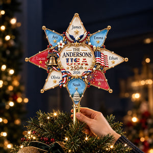 Patriot Family Tree Topper - Personalized Christmas Gifts For Family 04hudt071026