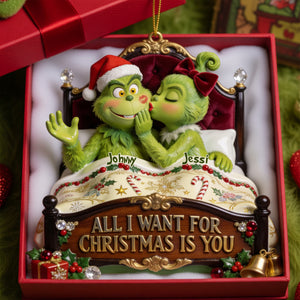Mischievous Kiss Acrylic Ornament - Personalized Christmas Gifts For Couples 02pglu050826