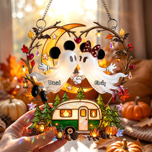 Boo Couple Camping Suncatcher - Personalized Gifts For Halloween Suncatcher Ornament 04PADH070826