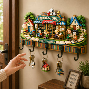 Cozy Bookstore Key Hanger - Personalized Gift For Family 06HADH240726