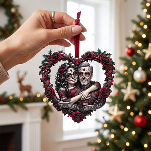 Skull Love Couple Christmas Ornament - Personalized Gift For Couples 05TYTN090926 - Ornament - GoDuckee
